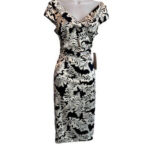 Maggy London Black and White Midi Dress